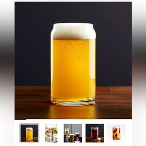 NEW Crate&Barrel Beer Glasses 16oz Set of 4 NEW IN BOX